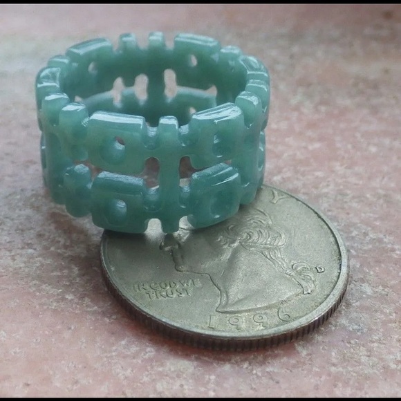 115824 VS Certified Jadeite Jade Double Happiness Round Circle Ring Size8.5 - Picture 6 of 7